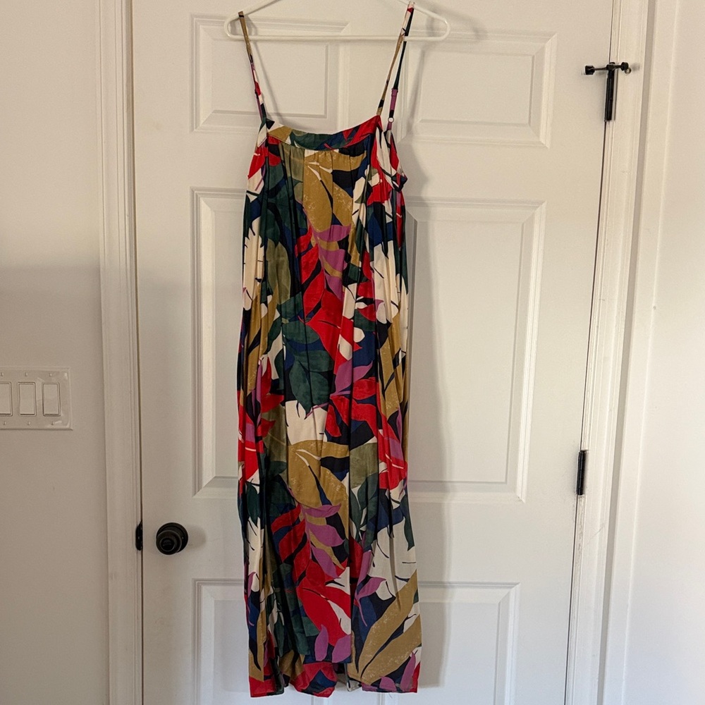 a new day Colorful Leaf Pattern Maxi Dress